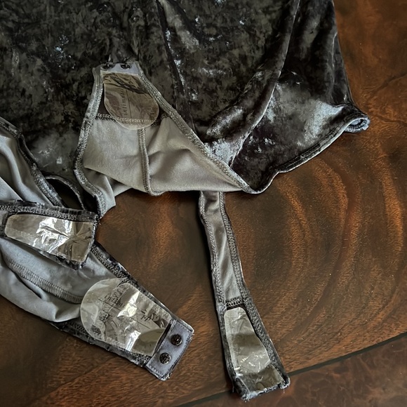 Free People Dont You Wish Velvet Bodysuit In Sunflower Seed. - Picture 10 of 13